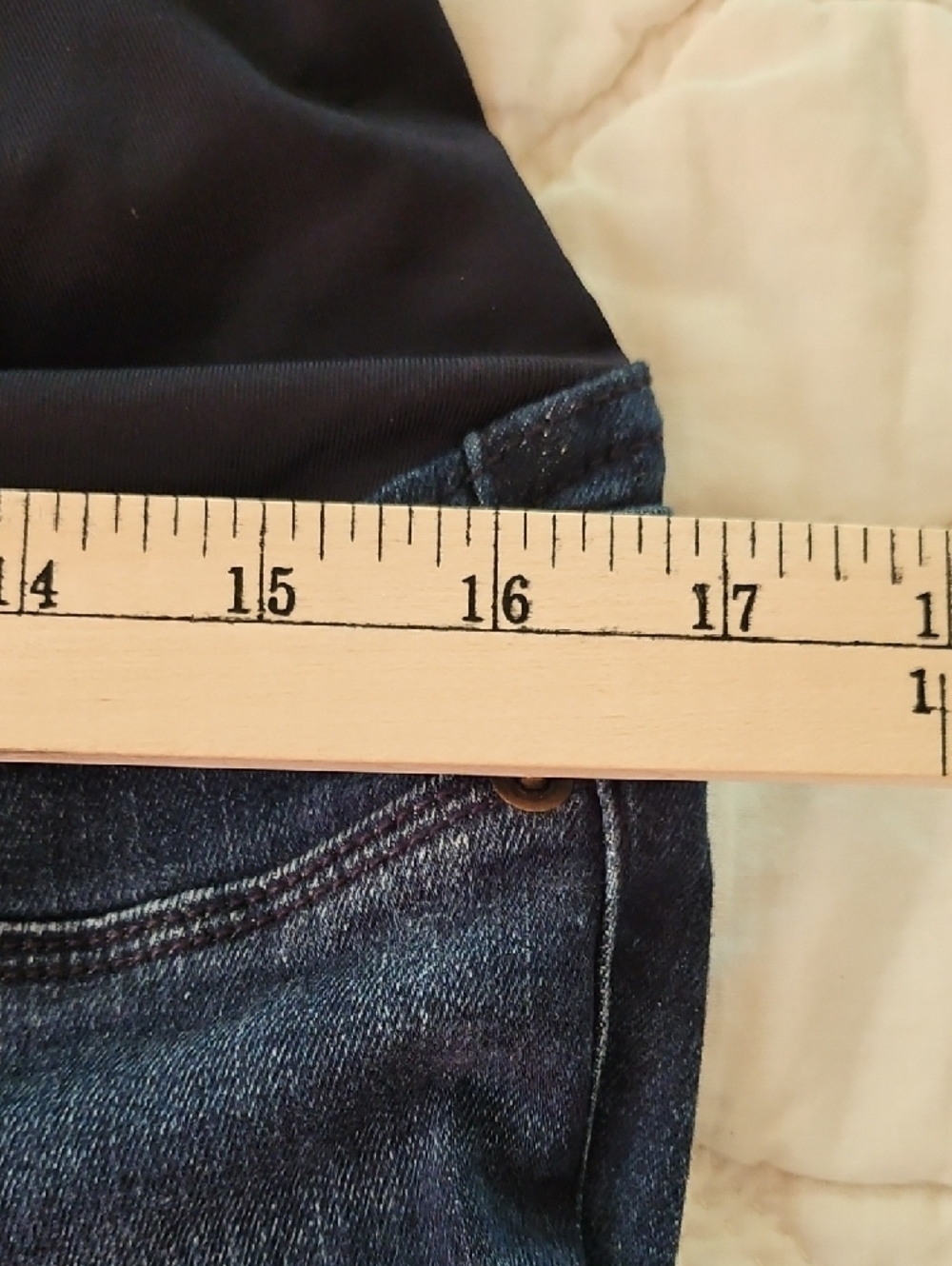 Isabel Maternity Bermuda Shorts- Crossover Panel Dark Wash - Size 6 - Picture 3 of 8